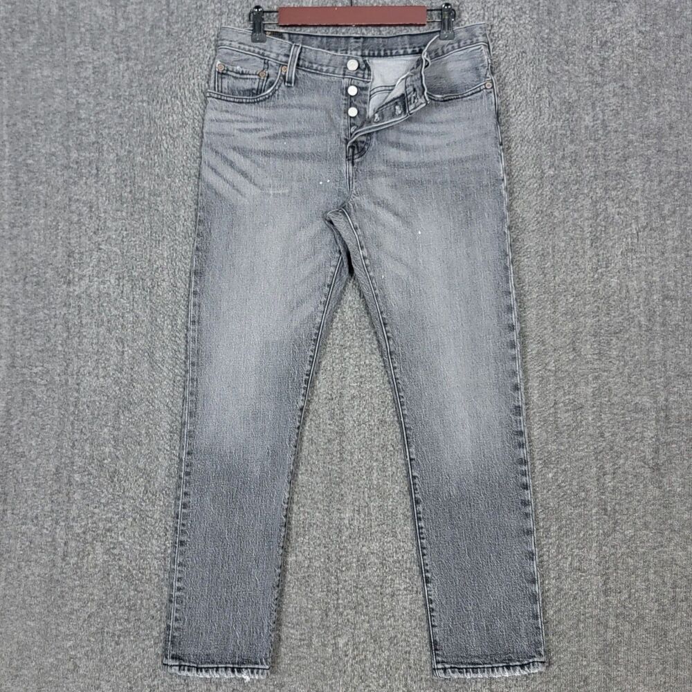 Levis 501 CT Jeans Mens 32x28* Gray Slim Custom Tapered Button Fly Stretch Denim